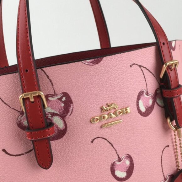 Coach Mollie  Tote Bag 25 With Cherry Print Crossbody Strap - Picture 6 of 12